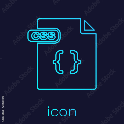 Turquoise line CSS file document. Download css button icon isolated on blue background. CSS file symbol. Vector Illustration