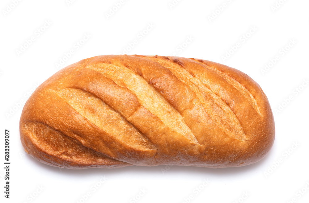 White Bread, Loaf, Whole isolated on white Background