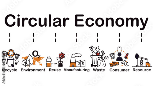 Circular economy icon, recycle, environment, reuse, manufacturing, waste, consumer, resource. easy to adjust color, minimal design vector.