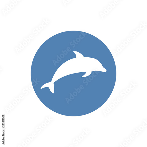 Dolphin aquatic mammal vector icon for animal apps and websites