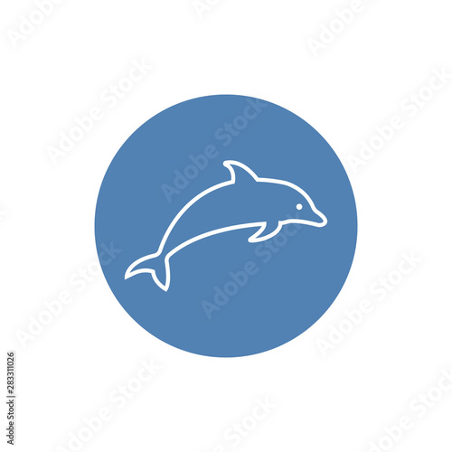Dolphin aquatic mammal vector icon for animal apps and websites
