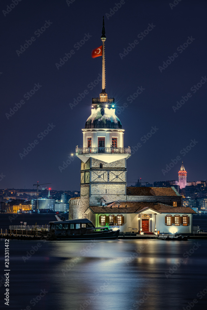 Maiden's Tower, Maiden's Tower, night view, city lights, sea, landscape, mosque, history, art, artistic, night scene, istanbul, turkey, peace, spacious, comfort, long exposure, city views, istanbul ni