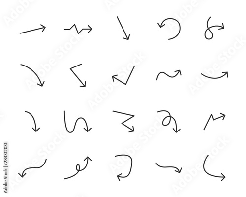 set of arrow icons, line