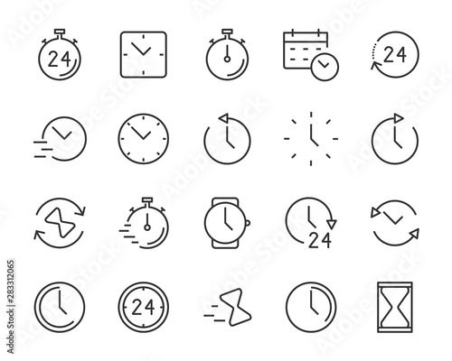 set of time icons, clock, alarm, hours