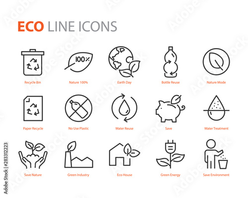 set of eco icons, zero waste, environment, recycle