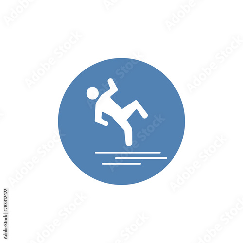Slippery floor road vector icon on white background. Fall falling danger accident eps vector sign.