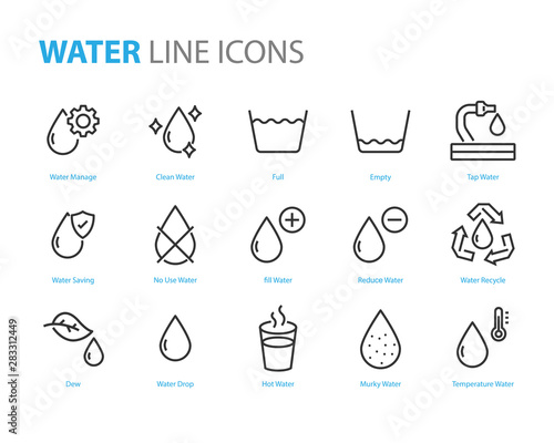 set of water icons, fresh, nature photo