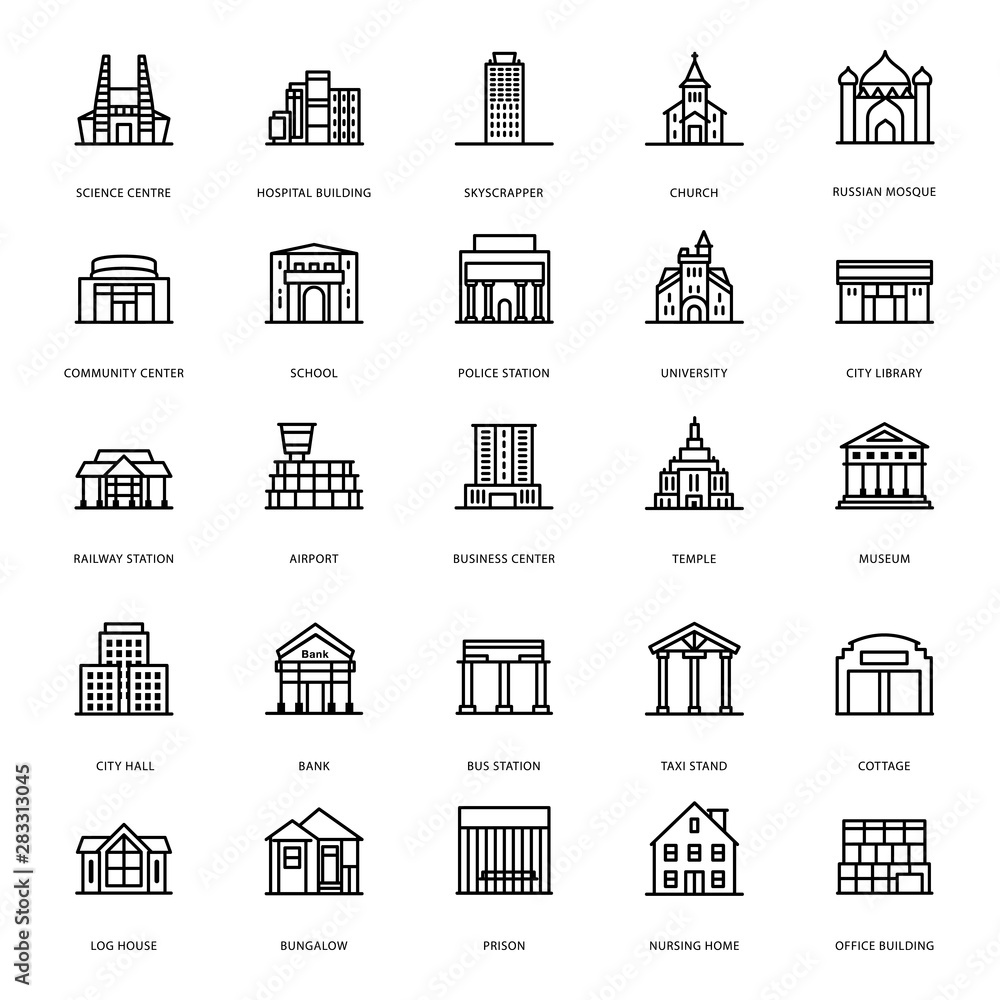 Building Architectures Line Icons 