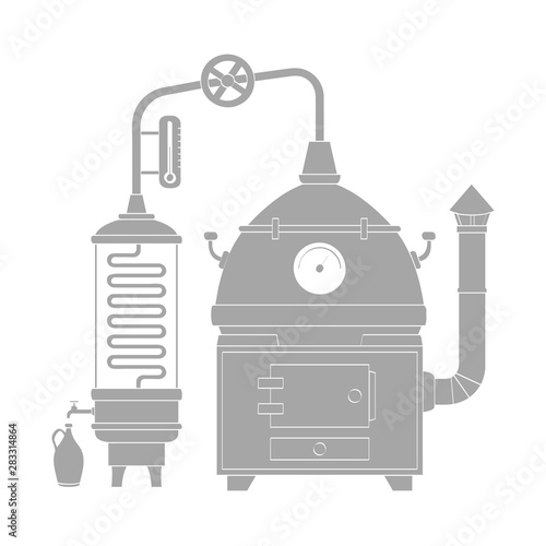 vector icon with vintage distillation apparatus