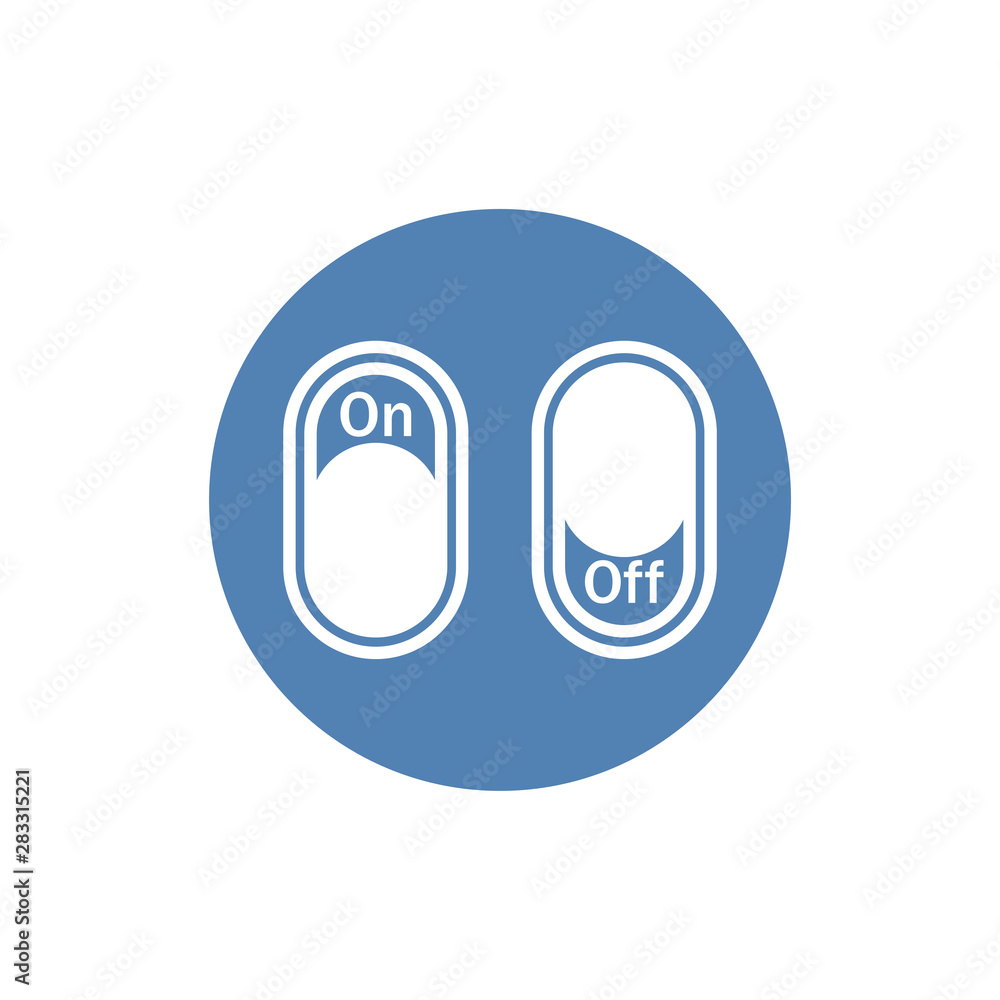 On off vector icon, switch symbol. Modern icon isolated on white background. On off vector icon, switch symbol. Modern icon isolated on white background.