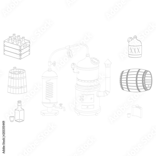 vector set with moonshine icons
