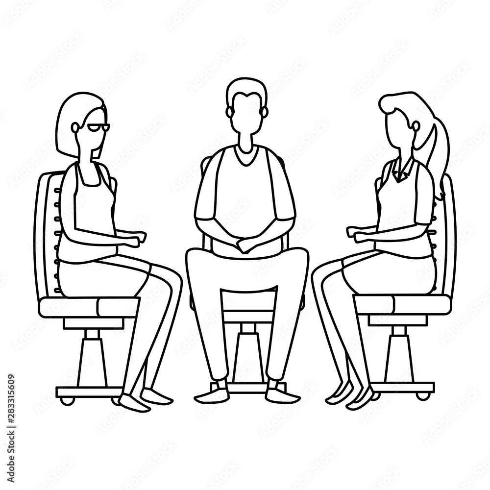 elegant business people workers seated in office chairs elegant business people workers seated in office chairs