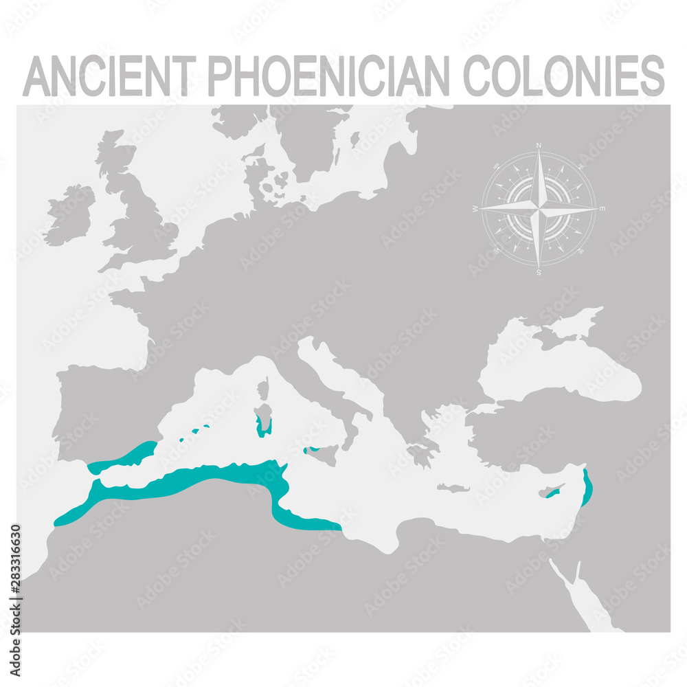 vector map of the Ancient Phoenician colonies