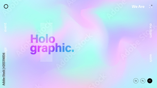 Holographic texture abstract background design, colorful gradient fluid wallpaper, futuristic design backdrop for poster, cover, flyer, music, night club, landing page, brochure, website template