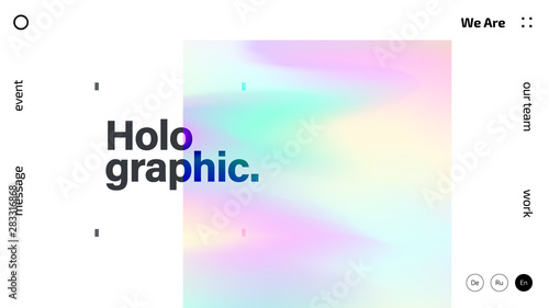 Holographic texture abstract background design, colorful gradient fluid wallpaper, futuristic design backdrop for poster, cover, flyer, music, night club, landing page, brochure, website template