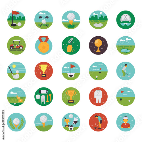 Country Sport Club Flat Icons 