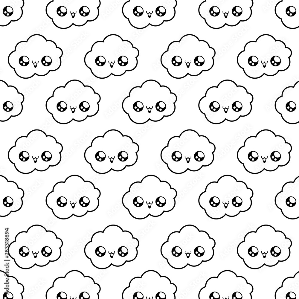 pattern of cute clouds kawaii style pattern of cute clouds kawaii style