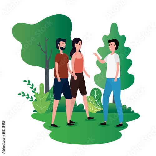 group of people on the park characters