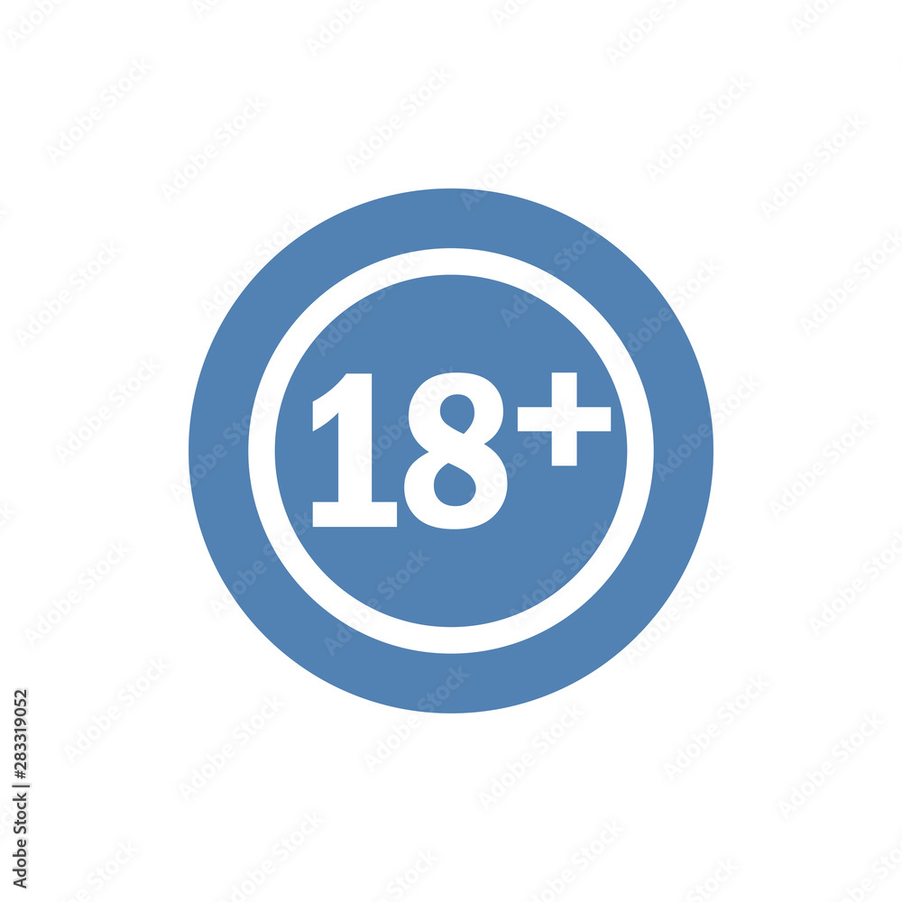 Plus 18 years movie icon simple silhouette flat style vector illustration on background. Plus 18 years movie icon simple silhouette flat style vector illustration on background.