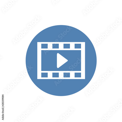 Illustration of video player icon on white background
