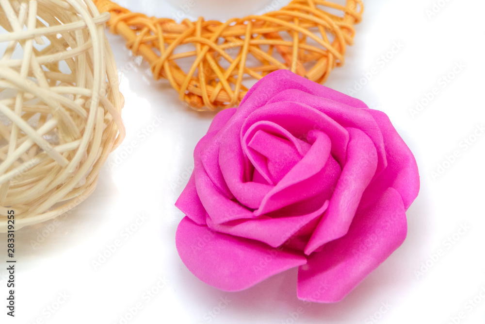 Rattan ball and flower on white Rattan ball and flower on white