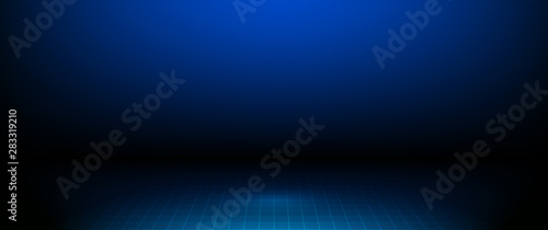 Vector illustration abstract empty blue and black color studio room. Graphic design with blank, empty space on blur gradient background. Used to display your products for template or banner background