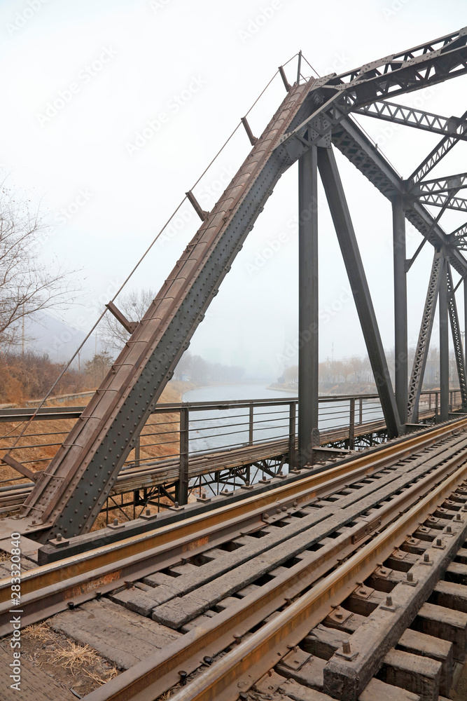 Railway bridge steel frame
