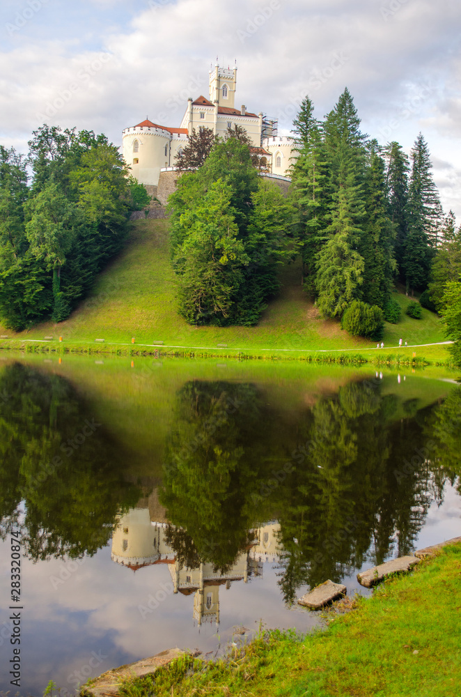 The picturesque landscape with a Trakoscan castle, Croatia