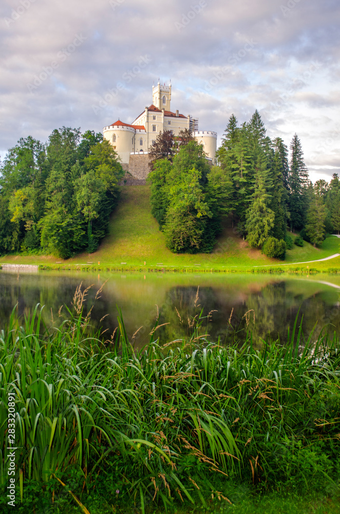 The picturesque landscape with a Trakoscan castle, Croatia