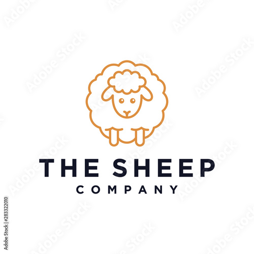 sheep wool outline vector icon logo illustration design