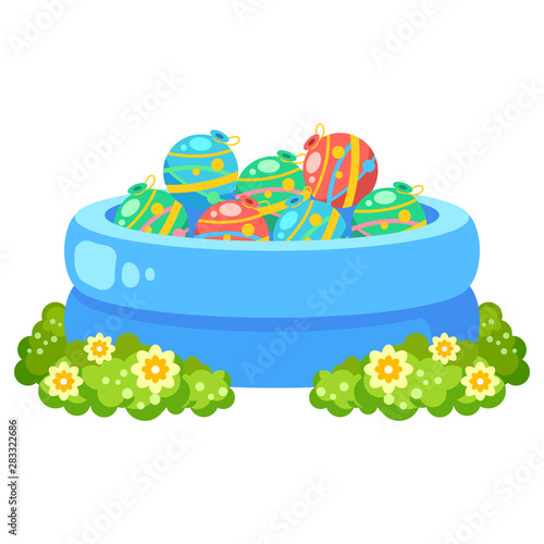 ヨーヨー釣り（水風船のプール）のイラスト
