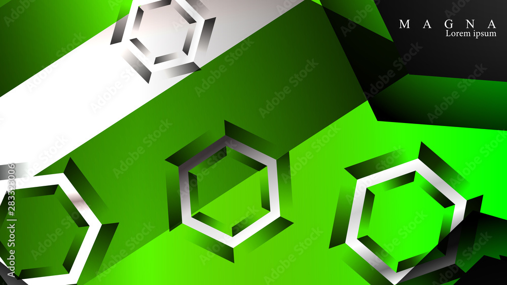 Fototapeta premium Abstract vector background with hexagon overlapping pattern. Vector illustration for any background. color green
