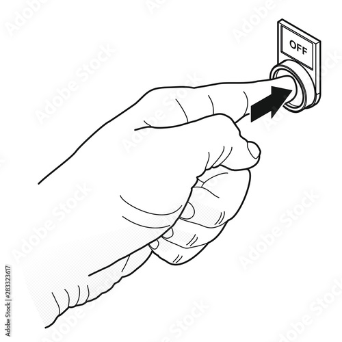 Finger aktiviert einen mechanischen Taster.