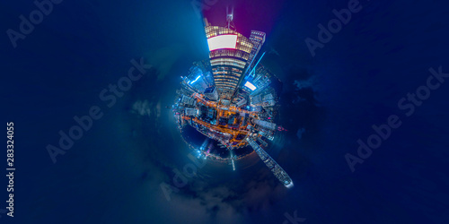 Photography Panorama aerial view of Hong Kong Nightscape in Central