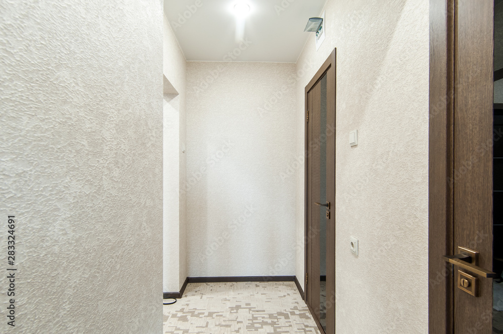 Russia, Moscow- June 13, 2018: interior room apartment. standard repair decoration in new building Russia, Moscow- June 13, 2018: interior room apartment. standard repair decoration in new building