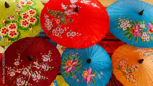 Colorful painted umbrellas from southeast Asia