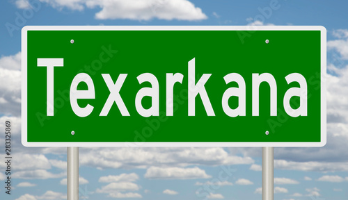 Rendering of a green highway sign for Texarkana Texas photo