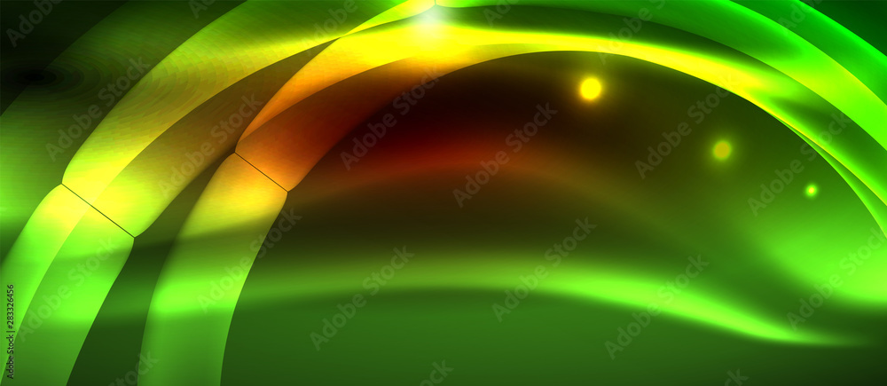 Glowing abstract wave on dark, shiny motion, magic space light. Techno abstract background Glowing abstract wave on dark, shiny motion, magic space light. Techno abstract background