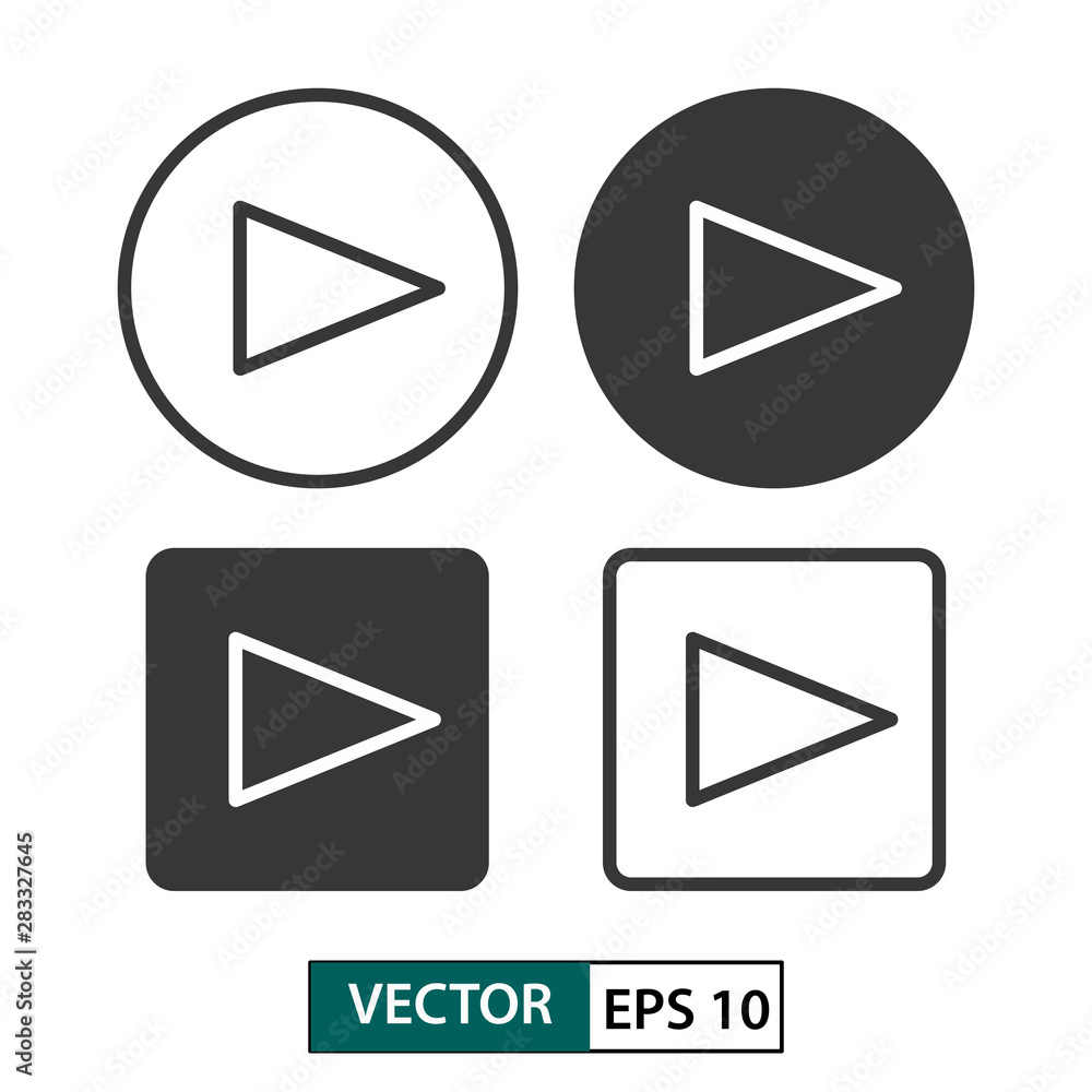 Play button vector icon set. Isolated on white. Vector illustration EPS 10 Play button vector icon set. Isolated on white. Vector illustration EPS 10