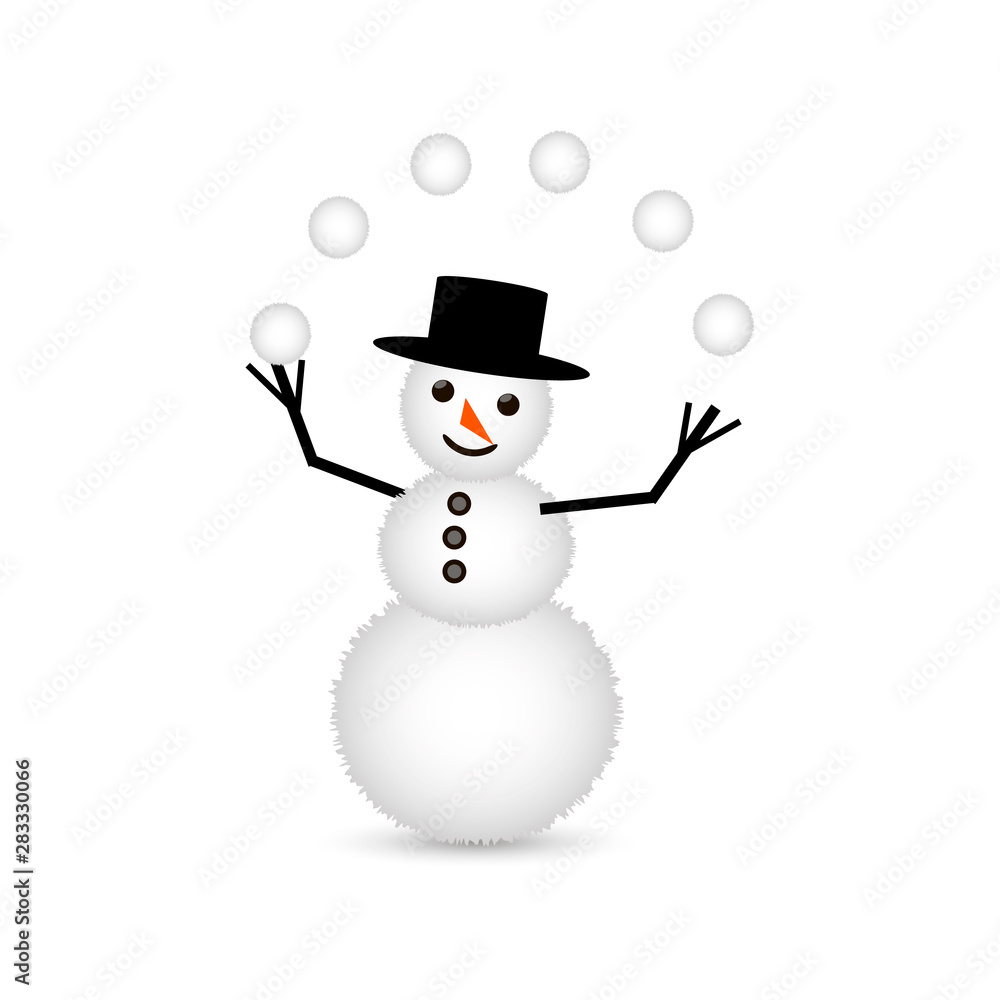 Christmas background with snowman. New year illustration. Greeting card with snowmen. Illustration for Christmas design.