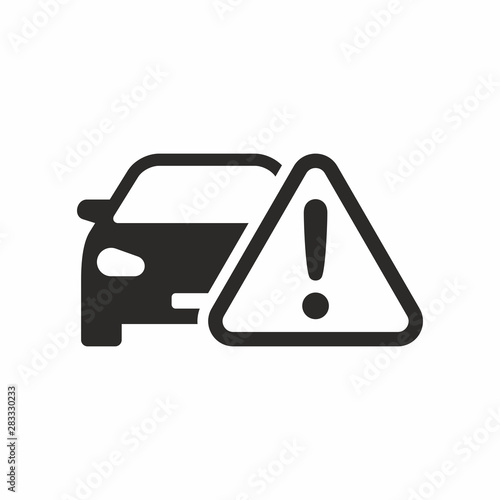 Car warning icon isolated on a white background