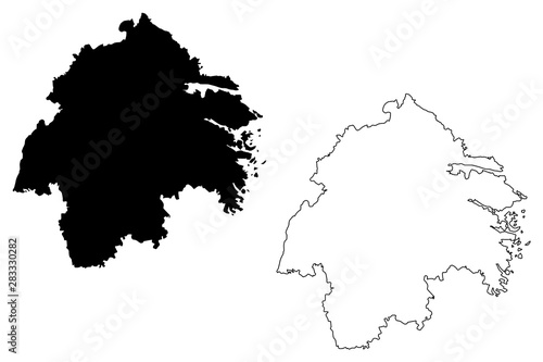 Fotografie Ostergotland County (Counties of Sweden, Kingdom of Sweden) map vector illustrat