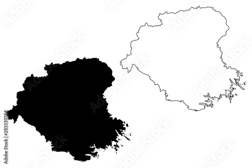 Sodermanland County (Counties of Sweden, Kingdom of Sweden) map vector illustration, scribble sketch Södermanland (Sörmlands län, Sörmland) map