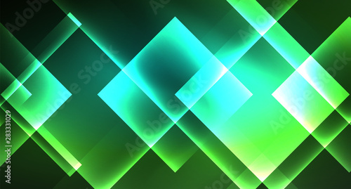 Neon geometric abstract background in hipster style on light background. Space retro design. Color geometric pattern. Square shape abstract background.