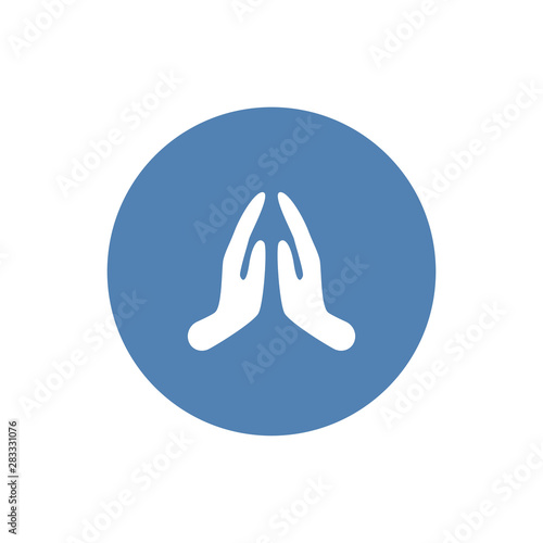 Pray or hands together in religious prayer flat vector icon for apps and websites