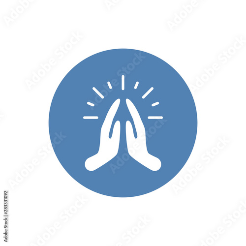 Pray or hands together in religious prayer flat vector icon for apps and websites