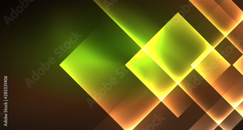 Shiny neon design square shape abstract background. Retro vector abstract design banner template