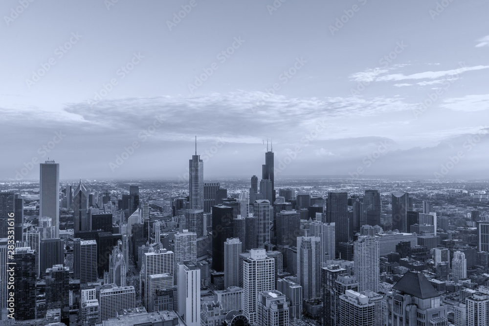 Aerial View of the Chicago skyline