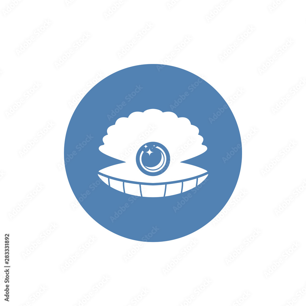 Pearl in the shell. Icon isolated on white background. Sea theme or jewelry concept. Vector symbol. Pearl in the shell. Icon isolated on white background. Sea theme or jewelry concept. Vector symbol.
