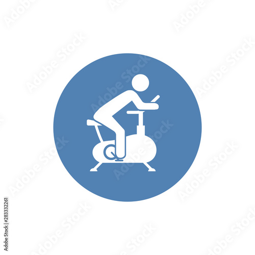 Person Riding Exercise Bike Vector Icon. Sport and fitness symbol stock vector illustration.